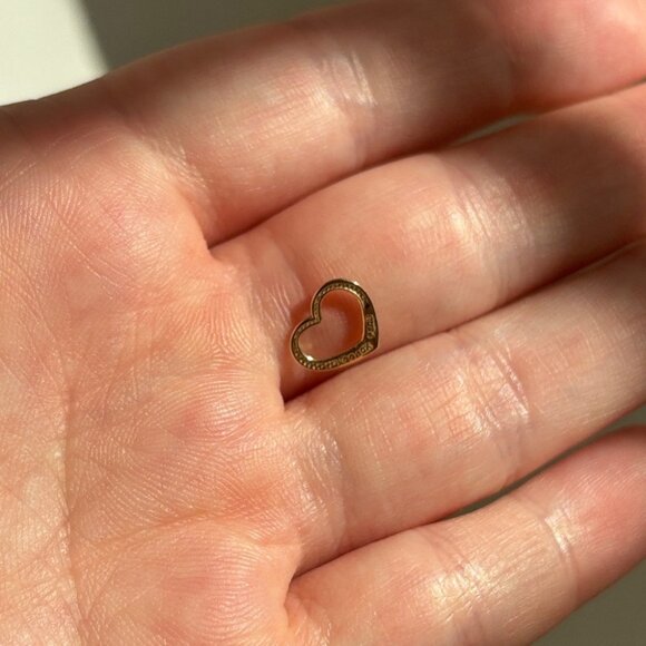 10K Yellow Gold Tiny Dainty Floating Heart Charm Pendant - Picture 3 of 6